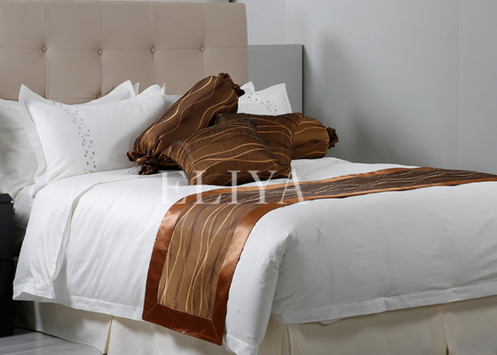 आधुनिक कढ़ाई डबल आकार 100% सूती धागे के साथ शानदार होटल बिस्तर पर चादर